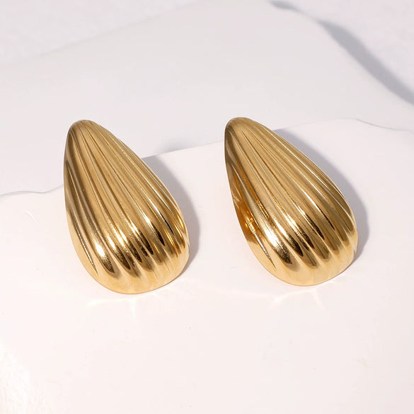 Wholesale Light Luxury Style Stainless Steel Electroplated Geometric Heart And Drop Shape Earrings For Women