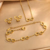 Wholesale Light Luxury Style Stainless Steel Electroplated Infinity Symbol Cross Crown Roman Numerals Jewelry Set For Women