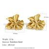 Wholesale Light Luxury Style Stainless Steel Electroplated 18K Gold Bead Edge Pleated Flower Earrings For Women