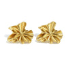 Wholesale Light Luxury Style Stainless Steel Electroplated 18K Gold Bead Edge Pleated Flower Earrings For Women