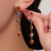 Wholesale Light Luxury Style Stainless Steel Electroplated Round Zirconium Spliced Bracelet Necklace And Tassel Earring Set For Women