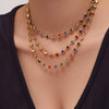 Wholesale Light Luxury Style Stainless Steel Electroplated Round Zirconium Spliced Bracelet Necklace And Tassel Earring Set For Women