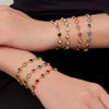 Wholesale Light Luxury Style Stainless Steel Electroplated Round Zirconium Spliced Bracelet Necklace And Tassel Earring Set For Women