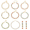 Wholesale Light Luxury Style Stainless Steel Electroplated Round Zirconium Spliced Bracelet Necklace And Tassel Earring Set For Women