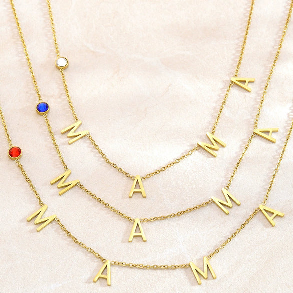 Wholesale Light Luxury Style Stainless Steel Letter And Number Necklace And Geometric Earrings Set With Oshaped Chain Electroplated