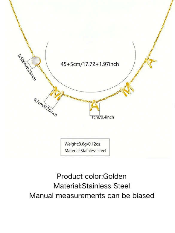 Wholesale Light Luxury Style Stainless Steel Letter And Number Necklace And Geometric Earrings Set With Oshaped Chain Electroplated