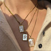 Wholesale Light Luxury Style Stainless Steel Pendant Necklace With White Shell Inlay Embossed Polar Star Flower And Heart Pattern For Women