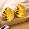 Wholesale Light Luxury Style Stainless Steel Shell Imitation Pearl Earrings For Women With Electroplating