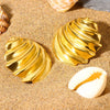 Wholesale Light Luxury Style Stainless Steel Shell Imitation Pearl Earrings For Women With Electroplating
