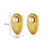 Wholesale Light Luxury Style Stainless Steel Shell Imitation Pearl Earrings For Women With Electroplating