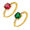 Wholesale Light Luxury Style Stainless Steel Zircon Claw Side Opening Adjustment Ring With Pvd Plated Real Gold And Geometric Design