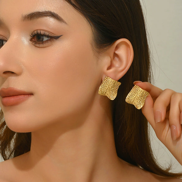 Wholesale Light Luxury Style Stamped Geometric Stainless Steel Earrings For Women