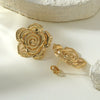 Wholesale Light Luxury Style Stamped Stainless Steel Flower Earrings For Women