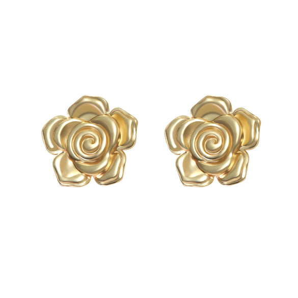 Wholesale Light Luxury Style Stamped Stainless Steel Flower Earrings For Women
