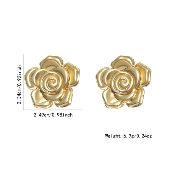 Wholesale Light Luxury Style Stamped Stainless Steel Flower Earrings For Women