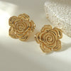 Wholesale Light Luxury Style Stamped Stainless Steel Flower Earrings For Women