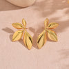 Wholesale Light Luxury Style Stamped Stainless Steel Leaf Earrings For Women