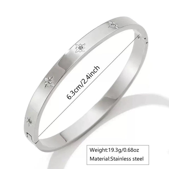Wholesale Light Luxury Style Starburst Zircon Stainless Steel And Titanium Steel Bracelet With Polish Finish
