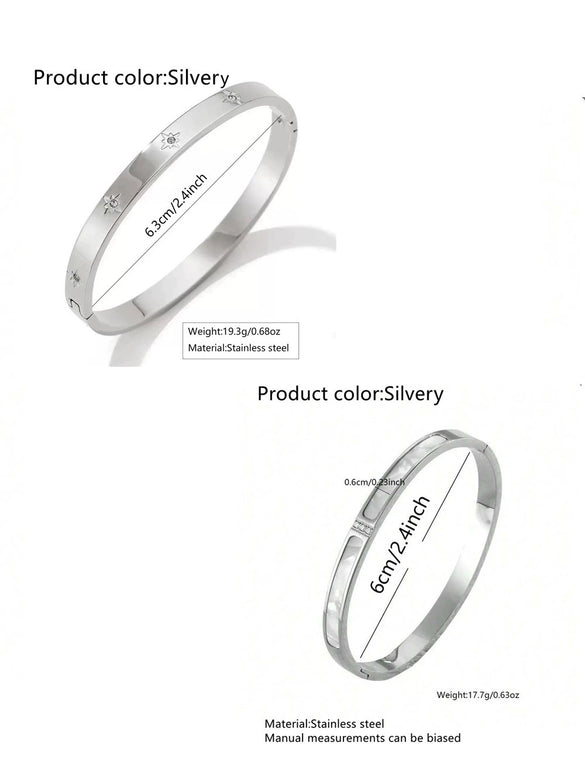 Wholesale Light Luxury Style Starburst Zircon Stainless Steel And Titanium Steel Bracelet With Polish Finish