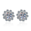 Wholesale Light Luxury Style 925 Sterling Silver Flower Pattern Electroplated Women's Fourclaw Round Earrings