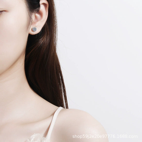 Wholesale Light Luxury Style 925 Sterling Silver Flower Pattern Electroplated Women's Fourclaw Round Earrings