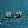 Wholesale Light Luxury Style 925 Sterling Silver Flower Pattern Electroplated Women's Fourclaw Round Earrings