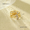 Wholesale Light Luxury Style Threelayer Open Ring Stainless Steel Inlaid With Zircon Electroplated