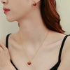 Wholesale Light Luxury Style Titanium Steel And Copper Heart Water Drop Bell Pattern Electroplated Earrings And Necklaces Set For Women