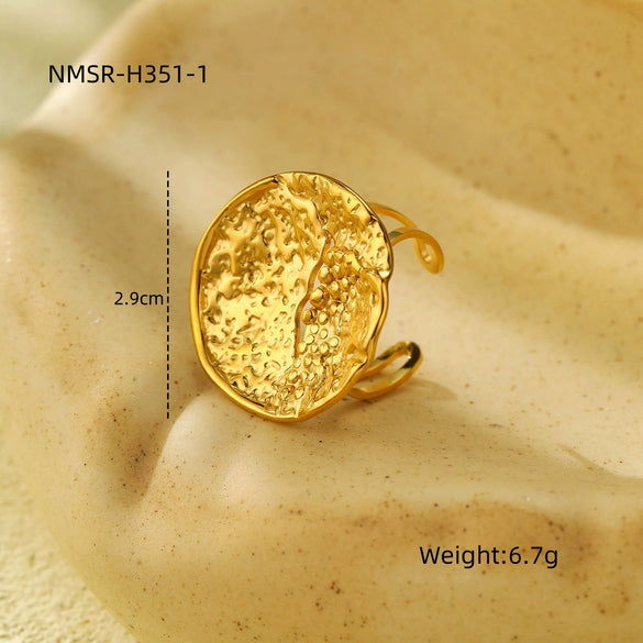 Wholesale Light Luxury Style Titanium Steel Geometric Round Ring Jewelry With Electroplating For Women