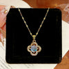 Wholesale Light Luxury Style Titanium Steel Necklace With Flower Shape And Zircon Inlay For Women