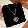 Wholesale Light Luxury Style Titanium Steel Necklace With Flower Shape And Zircon Inlay For Women