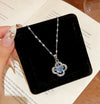 Wholesale Light Luxury Style Titanium Steel Necklace With Flower Shape And Zircon Inlay For Women
