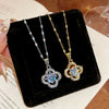 Wholesale Light Luxury Style Titanium Steel Necklace With Flower Shape And Zircon Inlay For Women