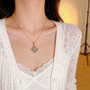 Wholesale Light Luxury Style Titanium Steel Necklace With Flower Shape And Zircon Inlay For Women