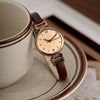 Wholesale Light Luxury Style Women's Quartz Watch With Round Dial Alloy Case Genuine Leather Strap And Spiral Crown Simple Elegant Retro Digital Watch