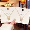 Wholesale Light Luxury Style Women's Titanium Steel Oshaped Chain Necklace With Antler Design And Copper Inlaid Zircon Pendant Featuring Enhance Color Retention