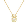 Wholesale Light Luxury Style Women's Titanium Steel Oshaped Chain Necklace With Antler Design And Copper Inlaid Zircon Pendant Featuring Enhance Color Retention
