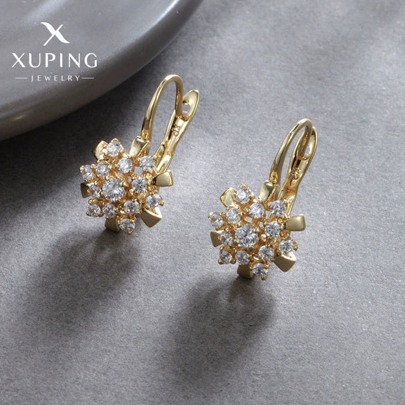 Wholesale Light Luxury Style Zircon Flower Earrings For Women With Electroplating