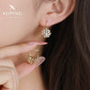 Wholesale Light Luxury Style Zircon Flower Earrings For Women With Electroplating