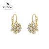 Wholesale Light Luxury Style Zircon Flower Earrings For Women With Electroplating
