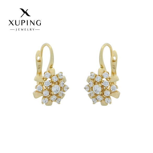 Wholesale Light Luxury Style Zircon Flower Earrings For Women With Electroplating
