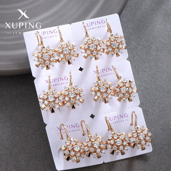 Wholesale Light Luxury Style Zircon Flower Earrings For Women With Electroplating