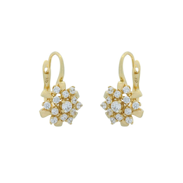 Wholesale Light Luxury Style Zircon Flower Earrings For Women With Electroplating