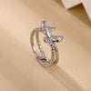 Wholesale Light Luxury Sweet Highend Threedimensional Butterfly Gold Plated Doublelayer Women's Ring