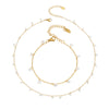 Wholesale Light Luxury Tassel Design 5A Zircon Stainless Steel 18K Gold Plated Collarbone Necklace And Bracelet Set For Women