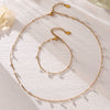 Wholesale Light Luxury Tassel Design 5A Zircon Stainless Steel 18K Gold Plated Collarbone Necklace And Bracelet Set For Women
