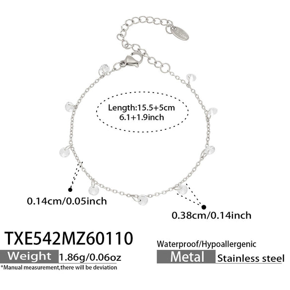 Wholesale Light Luxury Tassel Design 5A Zircon Stainless Steel 18K Gold Plated Collarbone Necklace And Bracelet Set For Women