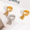 Wholesale Light Luxury Tassel Open Ring Stainless Steel Jewelry With Geometric Design Vacuum Real Gold Electroplated In Pvd Furnace