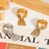 Wholesale Light Luxury Tassel Open Ring Stainless Steel Jewelry With Geometric Design Vacuum Real Gold Electroplated In Pvd Furnace