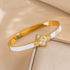 Wholesale Light Luxury Titanium Steel And Stainless Steel Bracelet With Fourleaf Clover Pattern And Electroplating Treatment